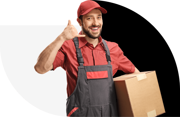 Mover waving the phone to encourage calling for a quote Mover waving the phone to encourage calling for a quote